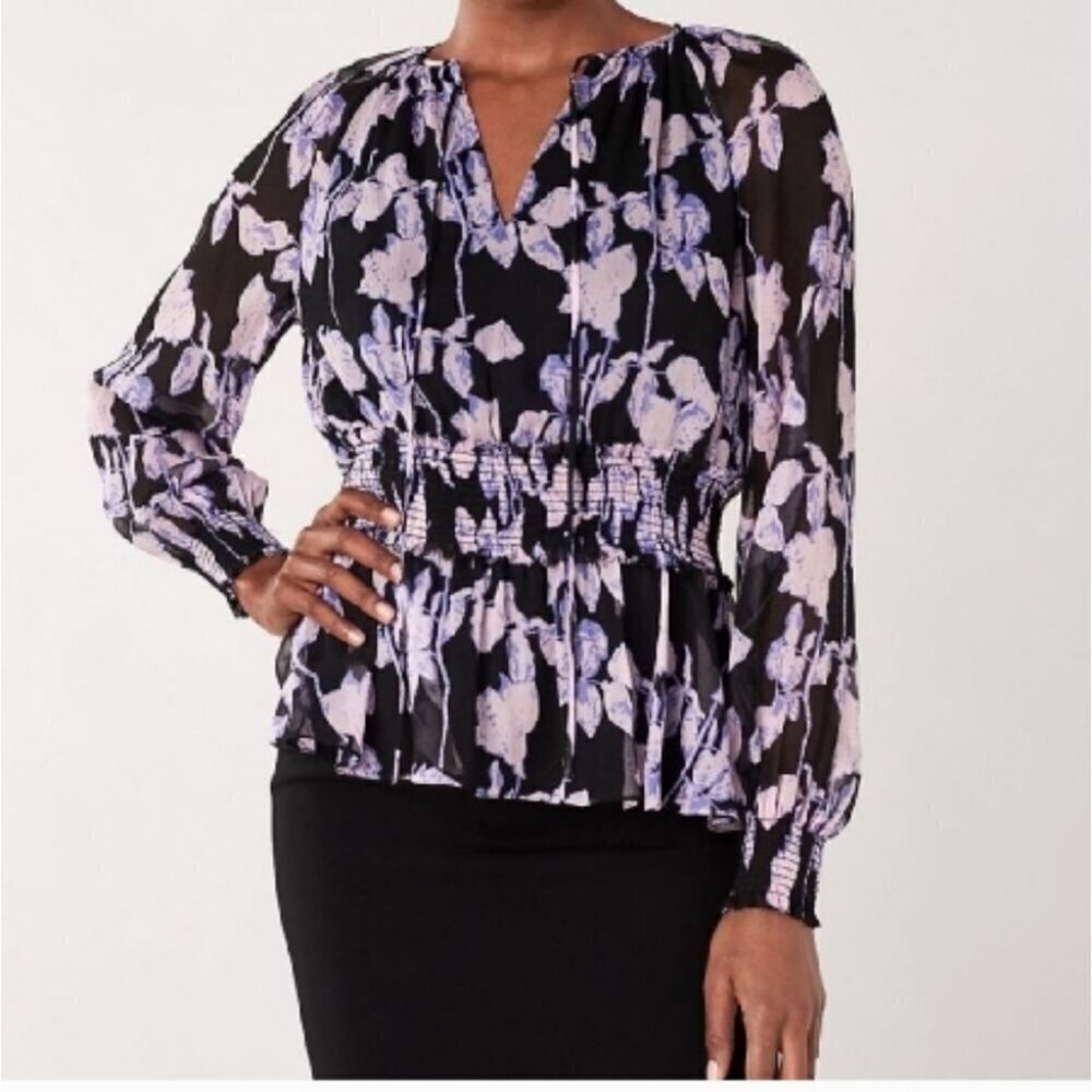 DVF 100% Silk blouse top size small